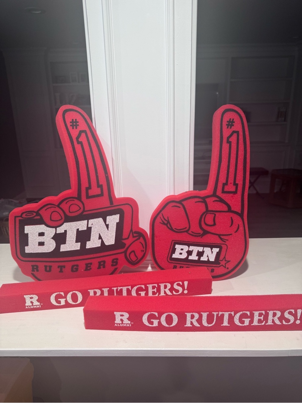 Rutgers Red Foam #1 Fan Hand and Rally Bar Set - 4 foam items